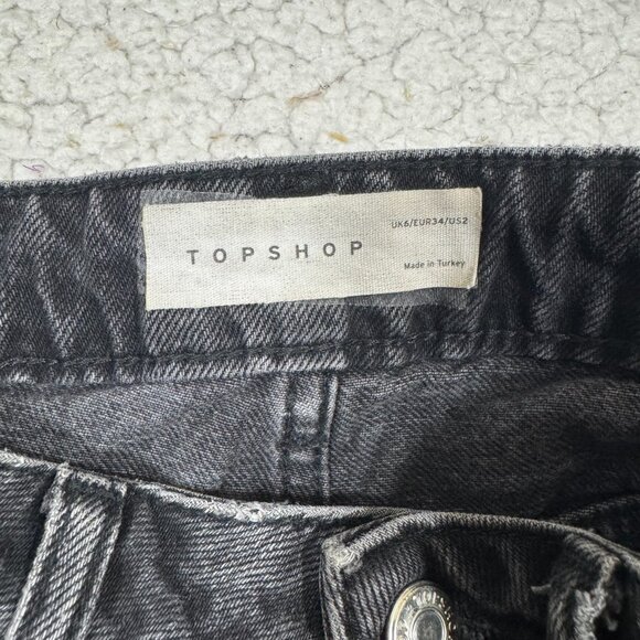 Topshop Shorts Women’s Size 2 Black Denim Gothcore Whimsygoth Moto Boho - Picture 4 of 4